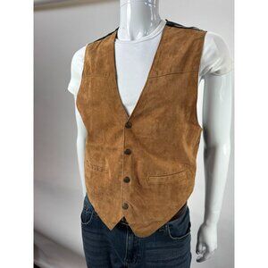 Scully Western Suede Leather Vest Vintage Tan Mens Medium Handcrafted
